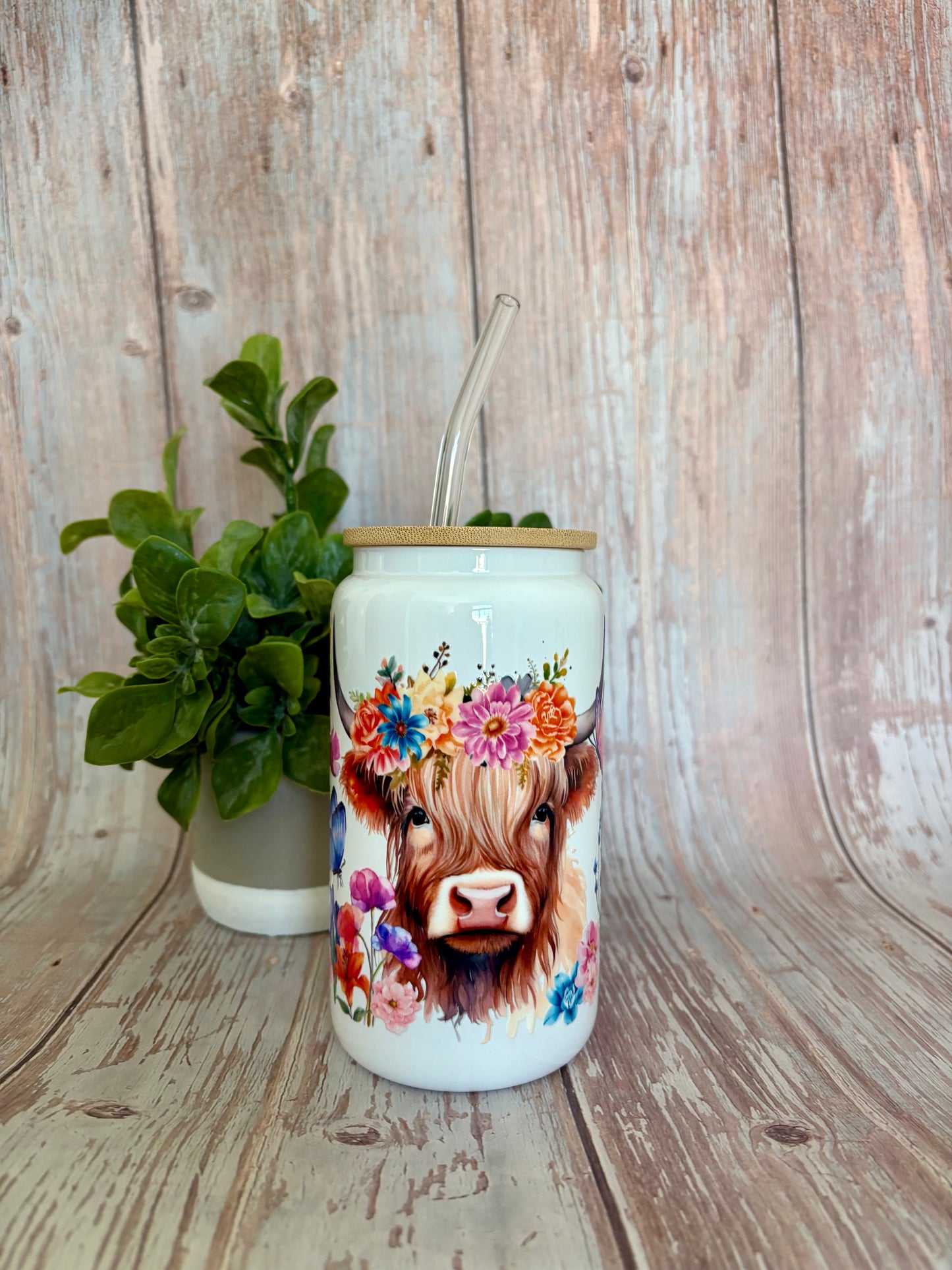 Highland cow Glass Cup