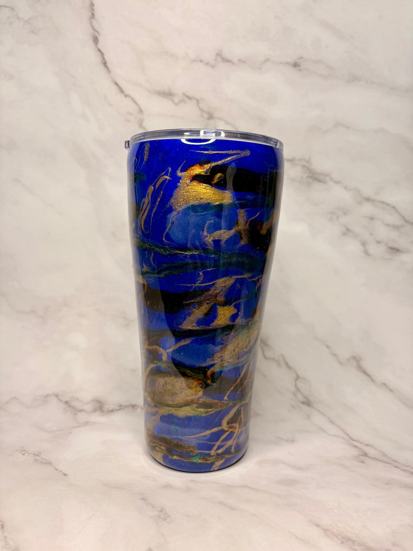 Blue/Gold Swirl Tumbler