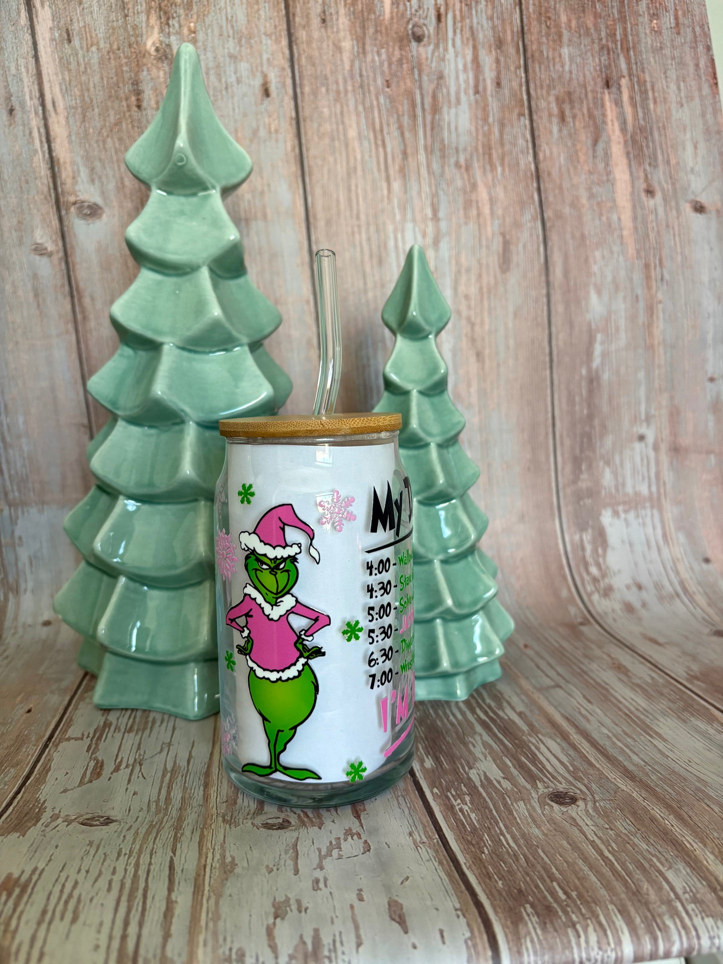 Grinch schedule Glass Cup