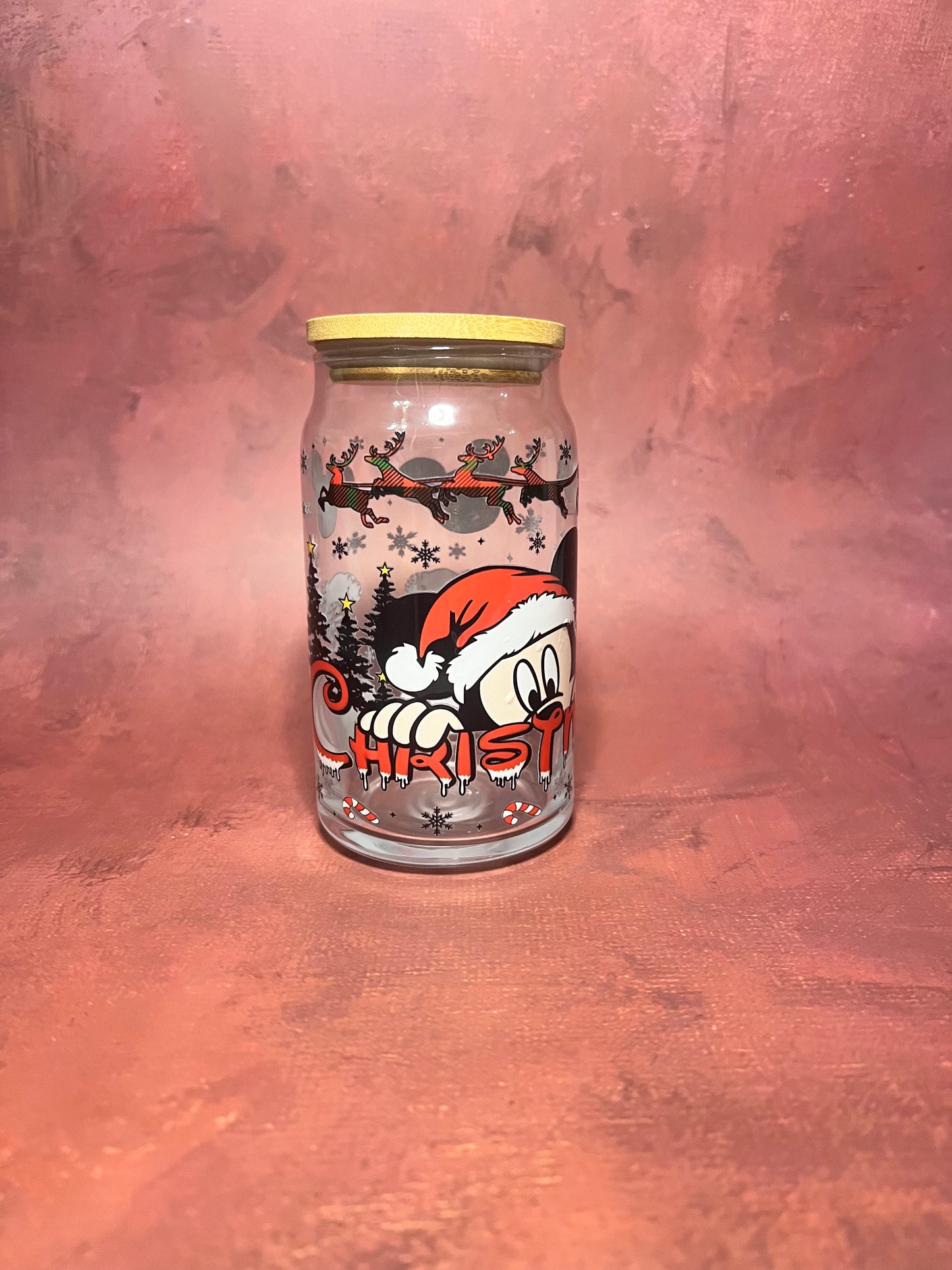 Mouse Christmas Glass Cup