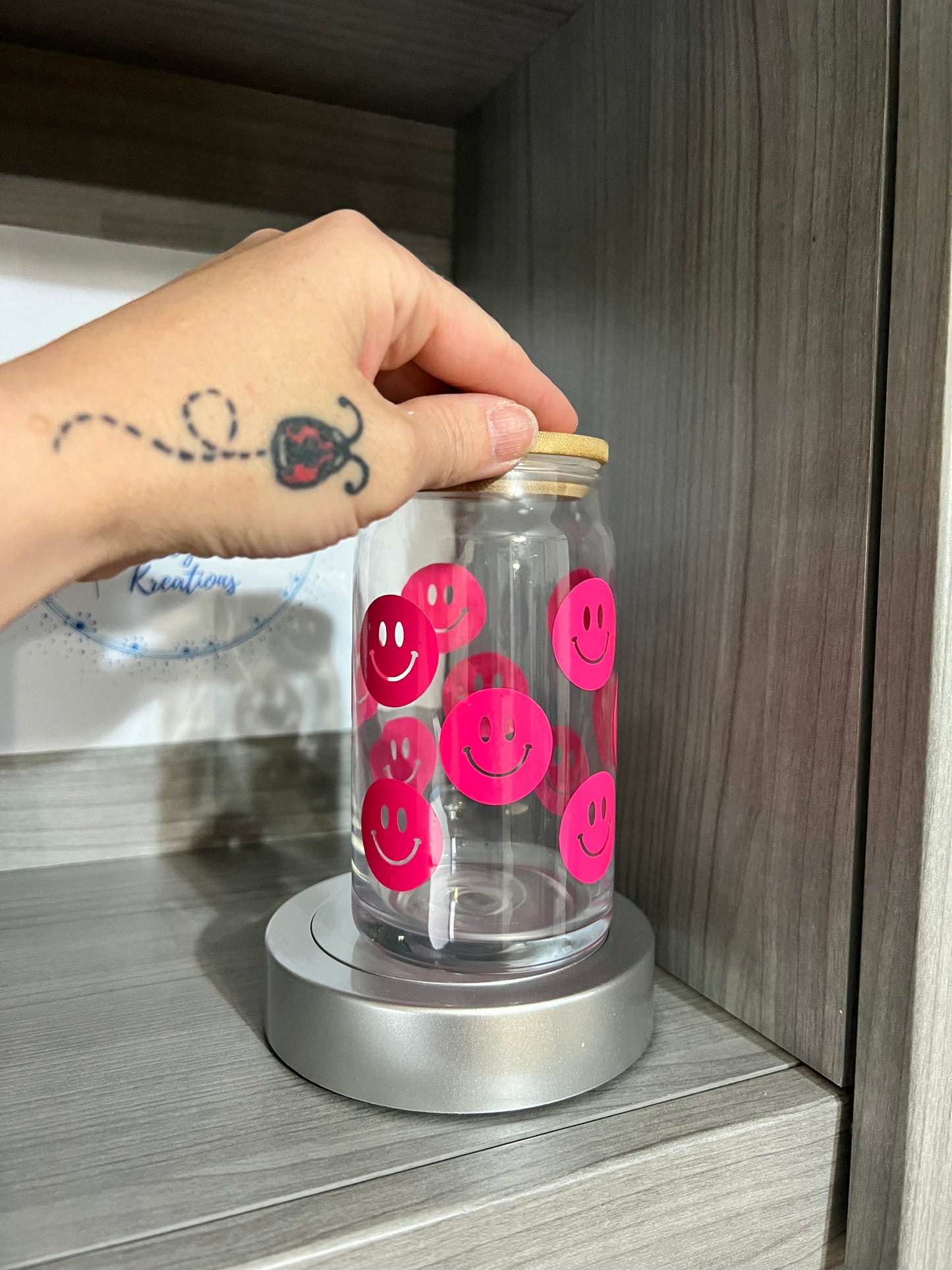 Pink Smiley Face Glass Cup – Kreations by Kelly